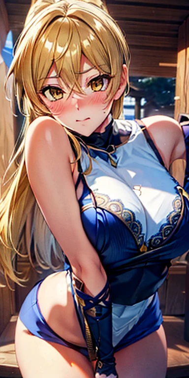 ((Highest quality、High resolution、Highly detailed CG Unity 8K wallpapers))、Detailed face、Perfect body、Accurate body、Beautiful woman、blonde、Beautiful breasts、Sexually excited expression、A sexy dress with intricate details、skirt、((She shows her panties、I'm inviting you to have sex))