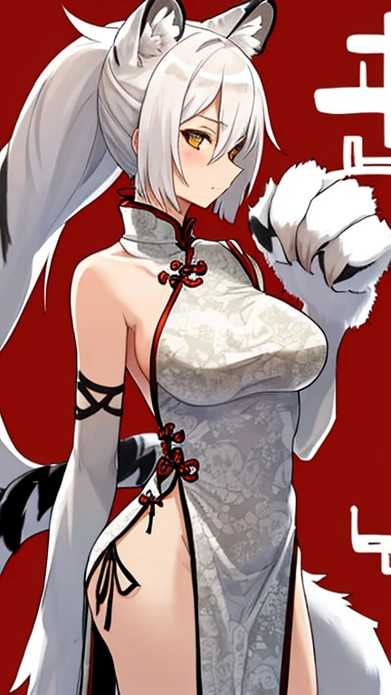 White-haired Chinese girl, big breasts, beautiful, sexy, beautiful eyes 