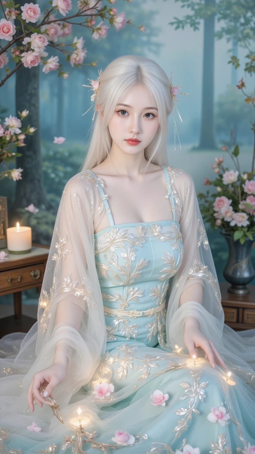 ((highest quality)), ((masterpiece)), (detailed), Perfect Face, Create an AI-generated portrait of a woman embodying the unique beauty of Satomi Ishihara. Her eyes should be large and expressive, adorned with long, delicate lashes that convey both gentleness and strength. The nose should be slender and well-defined, standing as a graceful centerpiece of her face. Her lips, subtly thin yet enchanting, curve into a smile that radiates charm. The skin must appear translucent, smooth, and vibrant, highlighting her natural allure. Her hair, whether long or at medium length, should flow softly, enhancing her tender aura. The overall image should capture the essence of Satomi Ishihara's captivating and elegant features.