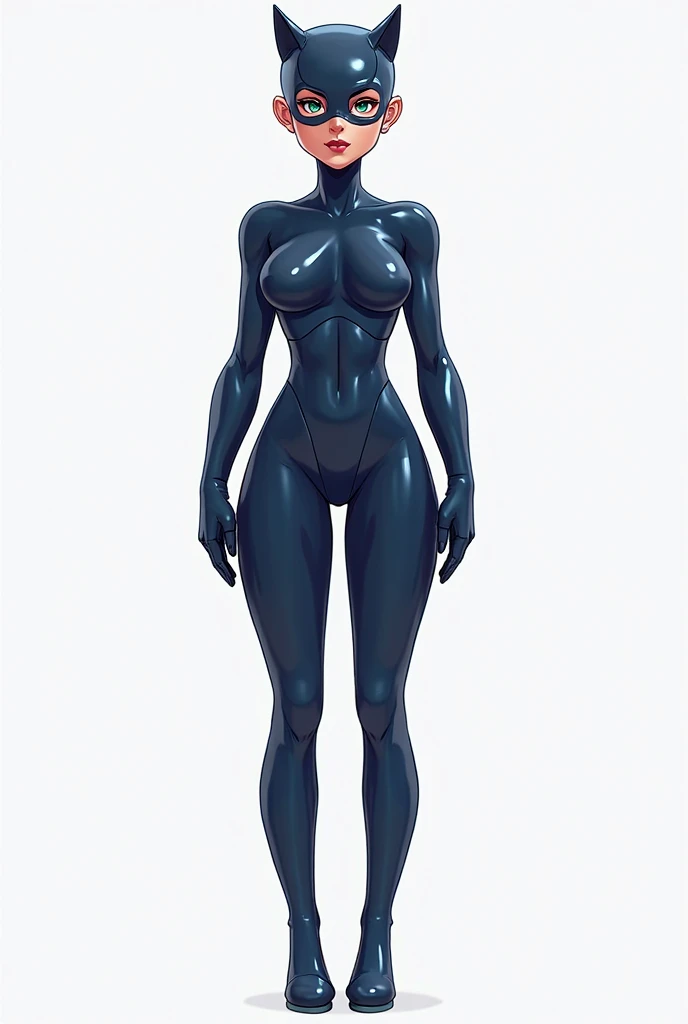 huge tit,A sagging breast。Large breasts,Well-developed chest,blue jumpsuit,latex body suit,standing on your feet