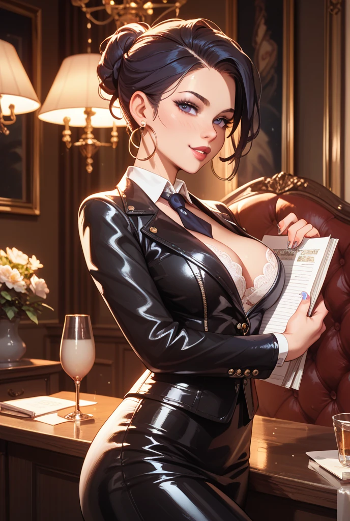 Femme gothique sexy corbeau noir maquillage tatouage cuir