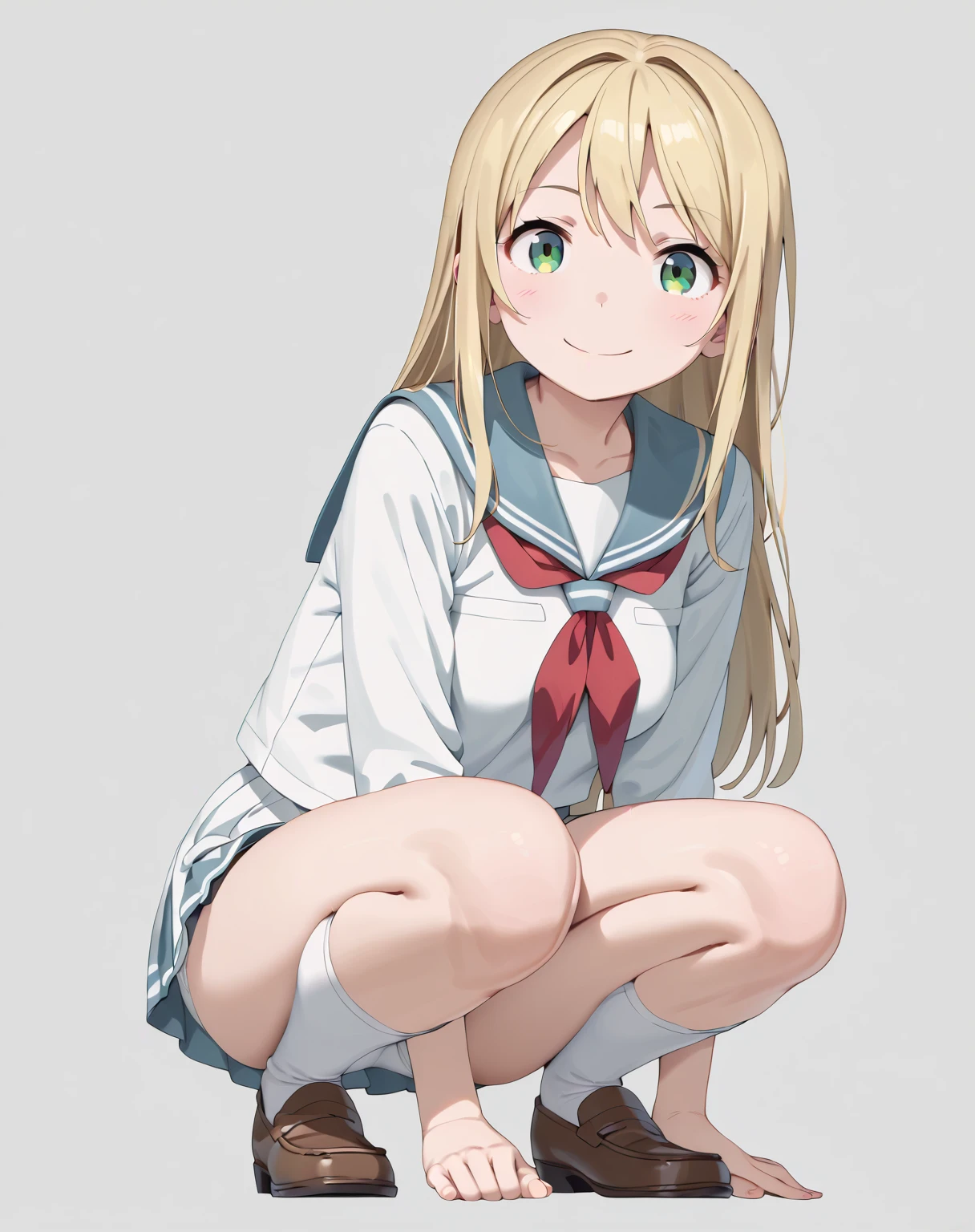 score_9, score_8_up, score_7_up, score_6_up, tatata_style BREAK
1girl, solo, long hair, blush, blue eyes, blonde hair,white shirt, serafuku, red necktie, blue skirt, low twintails, simple background, smile, sitting, white socks
<lora:tatata_pdxl6:0.8>