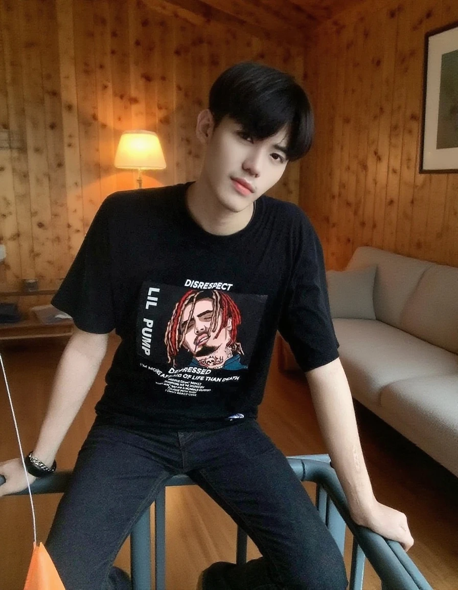 Araffe is in a living room wearing a black shirt, cai xukun, Jungkook, hyung tae, Jinyoung Shin, Oficial, inspirado em Bian Shoumin, Hong junho hyung, Yanjun Chengt, taejune kim, inspirado em jeonseok lee, Wonbin Lee, ele tem cerca de 2 0 anos, ele tem cerca de 20 anos, bts jungkook, bts, jeon jungkook, kpop boy, korean male face