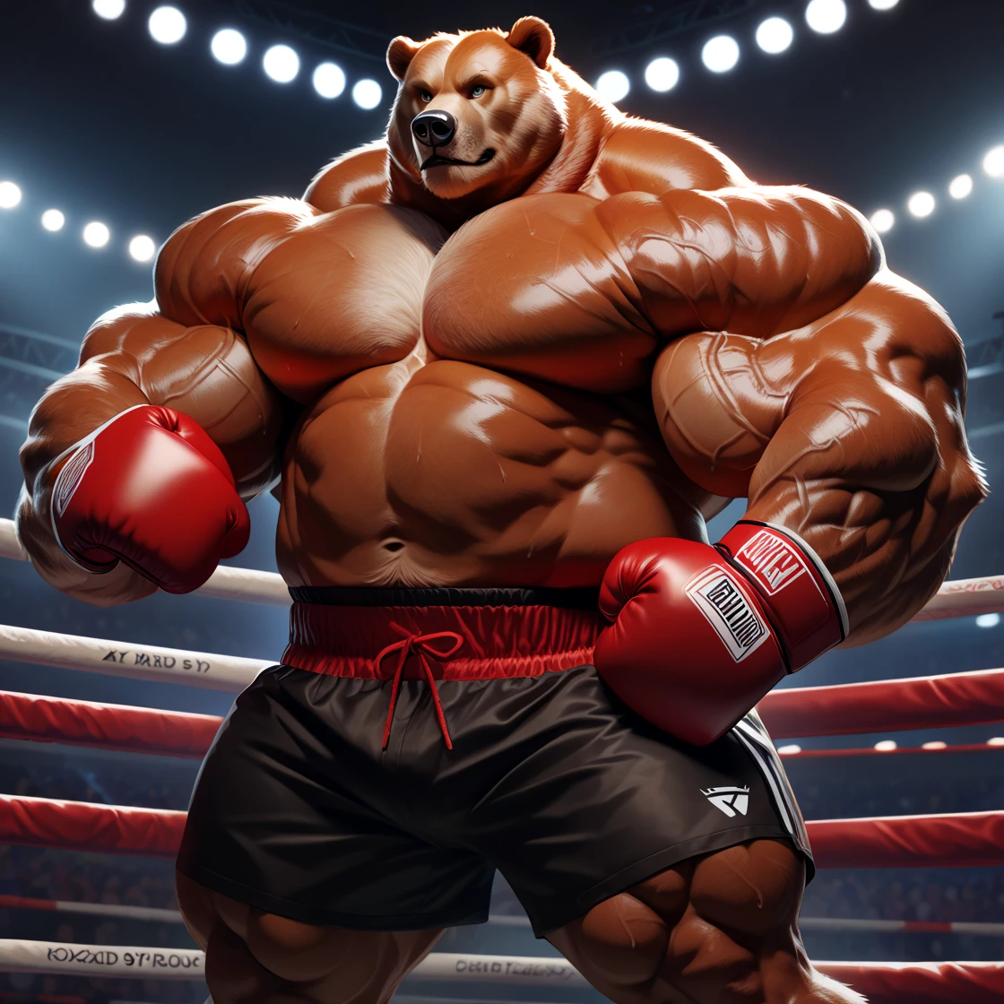 Furry, bear,male,obese,fat,sweaty,boxing