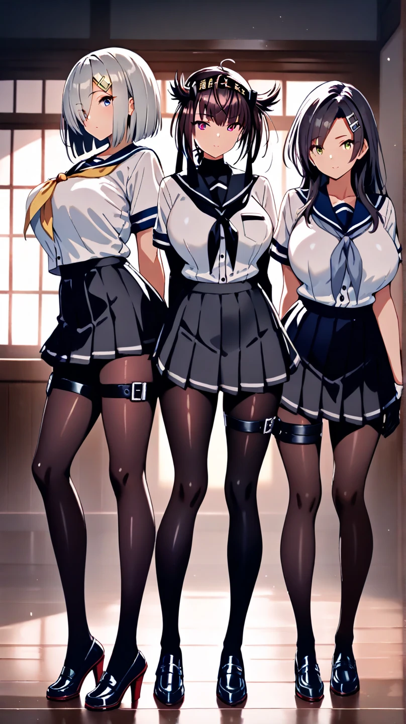 Five women、beautiful girl、high school girl、Blazer Uniform、Black knee socks、Long Hair、School、A big smile、Highest quality,  Short pleated skirt、Thick thighs、Big 、Big Ass、Black Hair、Sweaty knee socks、Light blue panties、Angle from directly below、Stand with your legs spread、Sweaty crotch