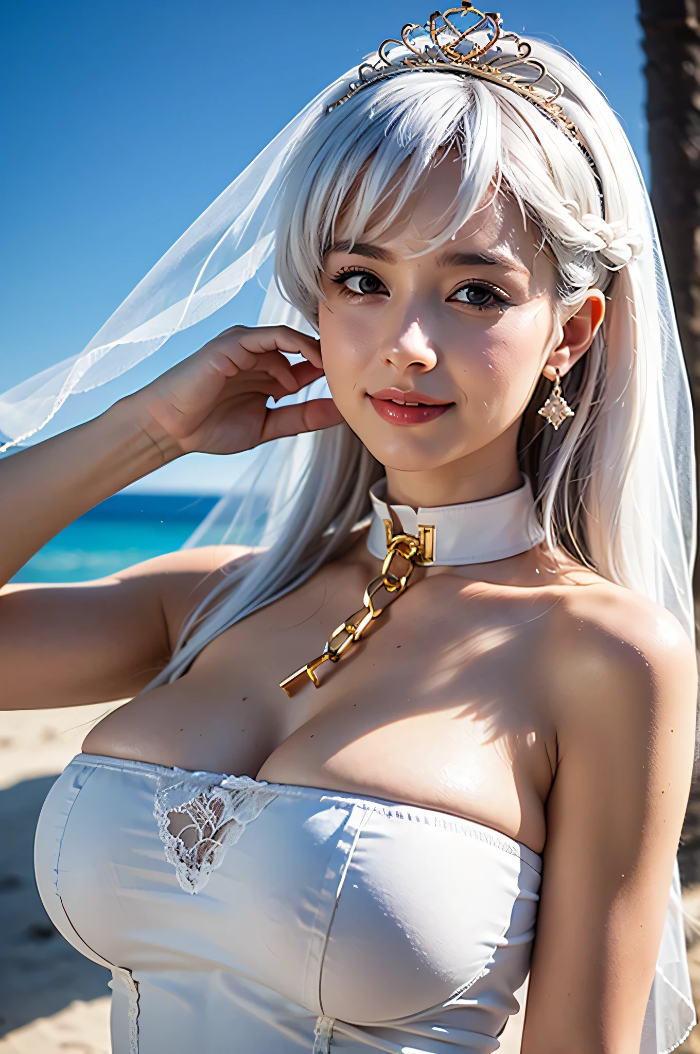 gwen tennyson,yorha 2b,tracer,y'shtola rhul,1girl,overwatch,atelier ryza,close up,meadow view,tattoos,royal yellow and white plugsuit,white short sleeve silk leotard,full plate egyptian armor top,white tight silk skirt,white embroidery egyptian corset,pharaoh makeup,green eyes,long straight multicolored silver hair,long dress train,sexy smile, freckles,beautiful girl,white egyptian thigh high boots,large breasts,8k,ultra detailed,realistic,fantasy art,egyptian pharaoh uniform,egyptian pharaoh dress,ear piercings,egyptian hand and neck jewelry,(weather:windy),long white egyptian cape,ancient Egypt,pharaoh hair pin,flower petals flying,egyptian pyramid,egyptian pond garden,white panties,