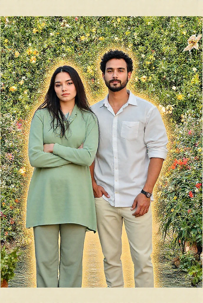 /generate a pic of a young woman wearing lahanga blouse and sitting with his boyfriend in green forest and doing romance her boyfriend touching her pussy and and kisses