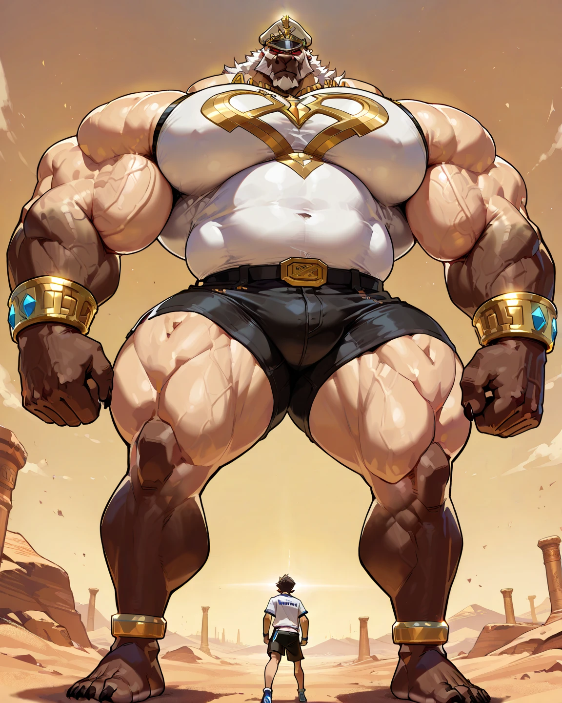 There is only one handsome Chinese man in the photo,35 years old,tall, Fitness,Smooth body,Smooth skin,No chest hair,short hair, O-Shaped Beard,Perfect body, Dark skin color,Radiant Skin,Smooth skin,Shiny, shiny skin,Smooth pectoral muscles,Muscle bulge, muscular, Very large pectoral muscles,Very sexy abdominal muscles,Very well-developed leg muscles,Huge concave and convex area,Brightens oily skin,Wearing a shiny gold leather thong,Handsome face,Normal human toes,Correct and accurate male body proportions,Gold Collar,Gold bracelet,Gold anklets,Standing in the snow,Night sky,A sky full of stars,There are auroras,Colorful,Charming dream scene,Epic。