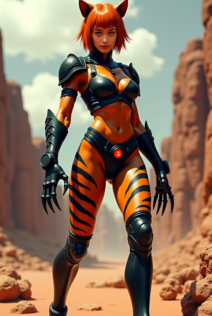 female Rocket Raccoon from Marvel, big breasts, frontal, full-length, looking at the camera, facing the audience, standing pose, technological background, three-dimensional light, detailed full-body concept, sleek digital concept art, beautiful full-body concept art, art trend, CGsociety full-length,