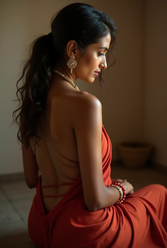 Hot indian women showing her big  butt from back side whose skin is white wearing a saree 