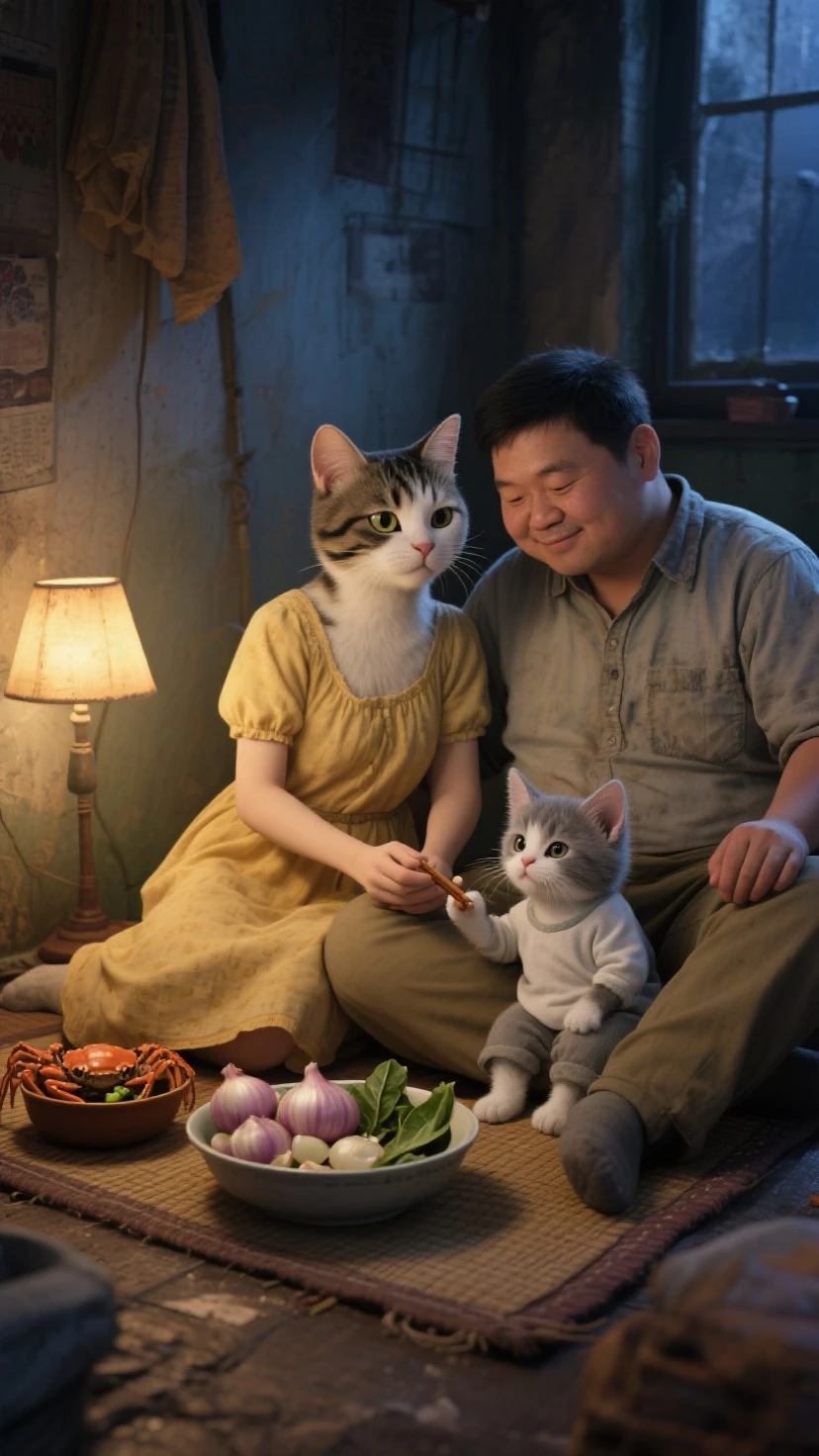 The boy's parents are talking about kittens in the living room.'' His mother says, ``Since Mike came, Shota has become brighter.'