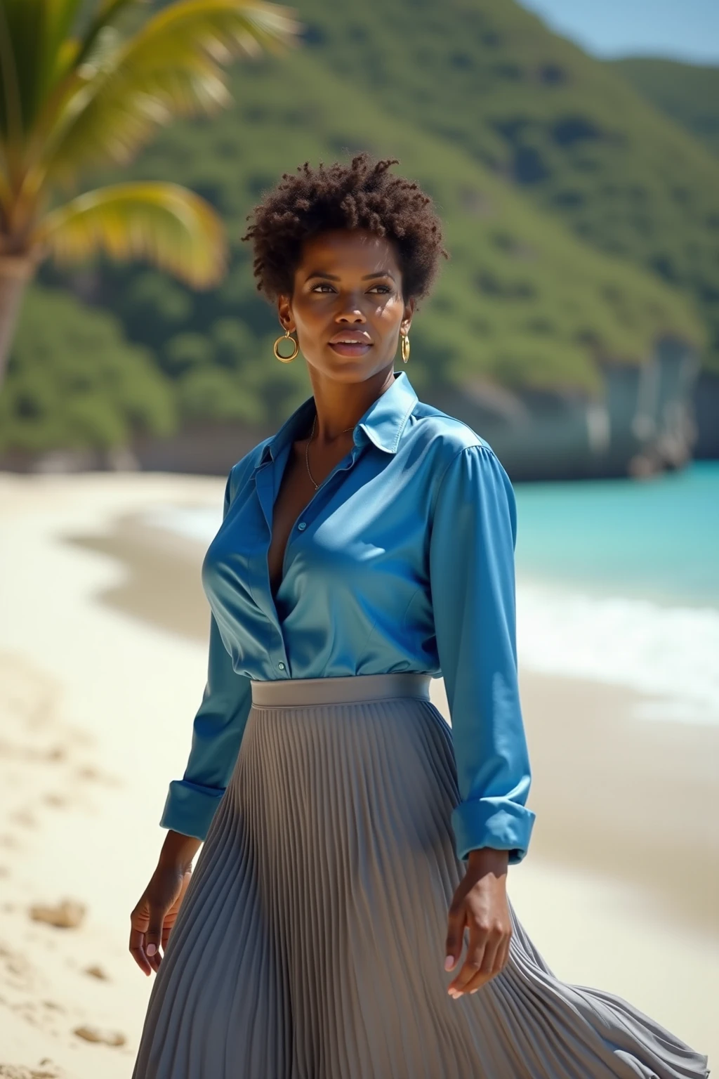 femme de 29 ans, femme adulte, femme africaine, cheveux noirs bouclés détaillés, Tenue de la marine américaine des années 1940, tenue de marin, sexy tenue de marin, millésime États-Unis, La Seconde Guerre mondiale, scène extérieure du cuirassé, éclairage doux, En attendant de te faire l'amour, style pin-up vintage, poupée pin-up, Femme sexy, Belle femme, chiffre de sablier, forme d'Athlete, femme splendide, peau sombre