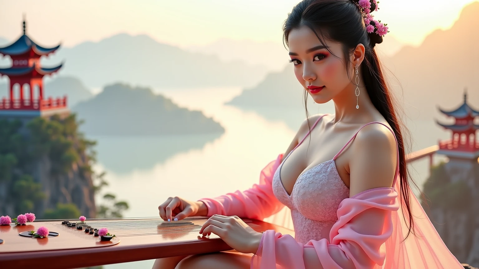 masterpiece, best quality, extremely detailed, hyperrealistic, photorealistic, a beautiful chinese model, ultra detailed face:1.2, plain purple sleeveless cheongsam:1.2, black hair, japanese style garden, sitting at table with a coffee cup:1.2, perfect hands, perfect fingers, smiling
