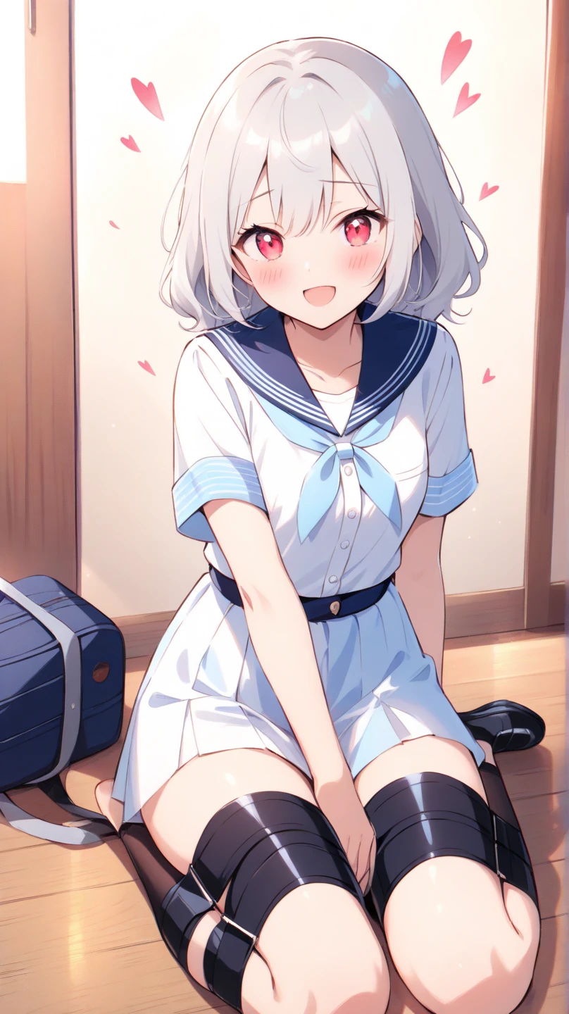 White ruffled shorts , girl, Sailor Suit, skirt, 穿skirt在裤子外面