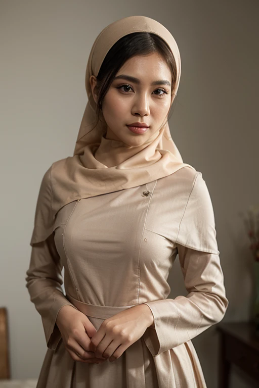 Make the picture realistic without changing the features. She is 25 years old and has black hair 