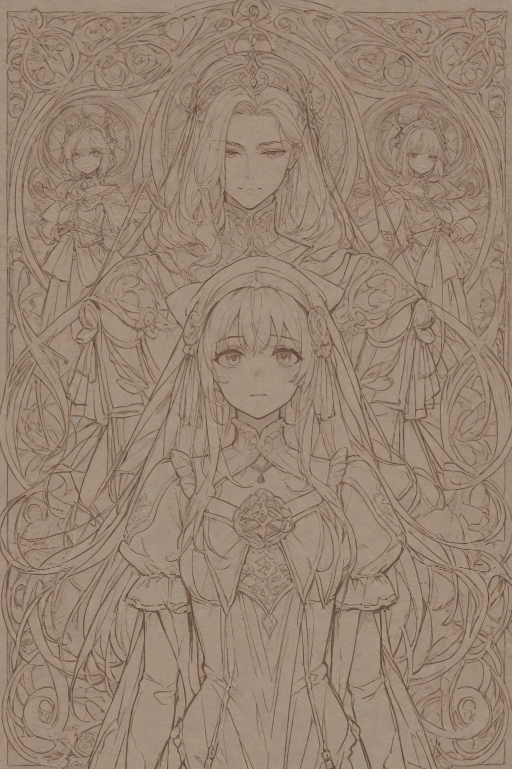 lineart, monochrome, a drawing of a nun with sexy pose, clean anime outlines, perfect lineart, clean lineart, extremely fine ink lineart, nun outfit, simple lineart, beautiful line art, anime style drawing, thick black lineart, black and white manga style, pin on anime
