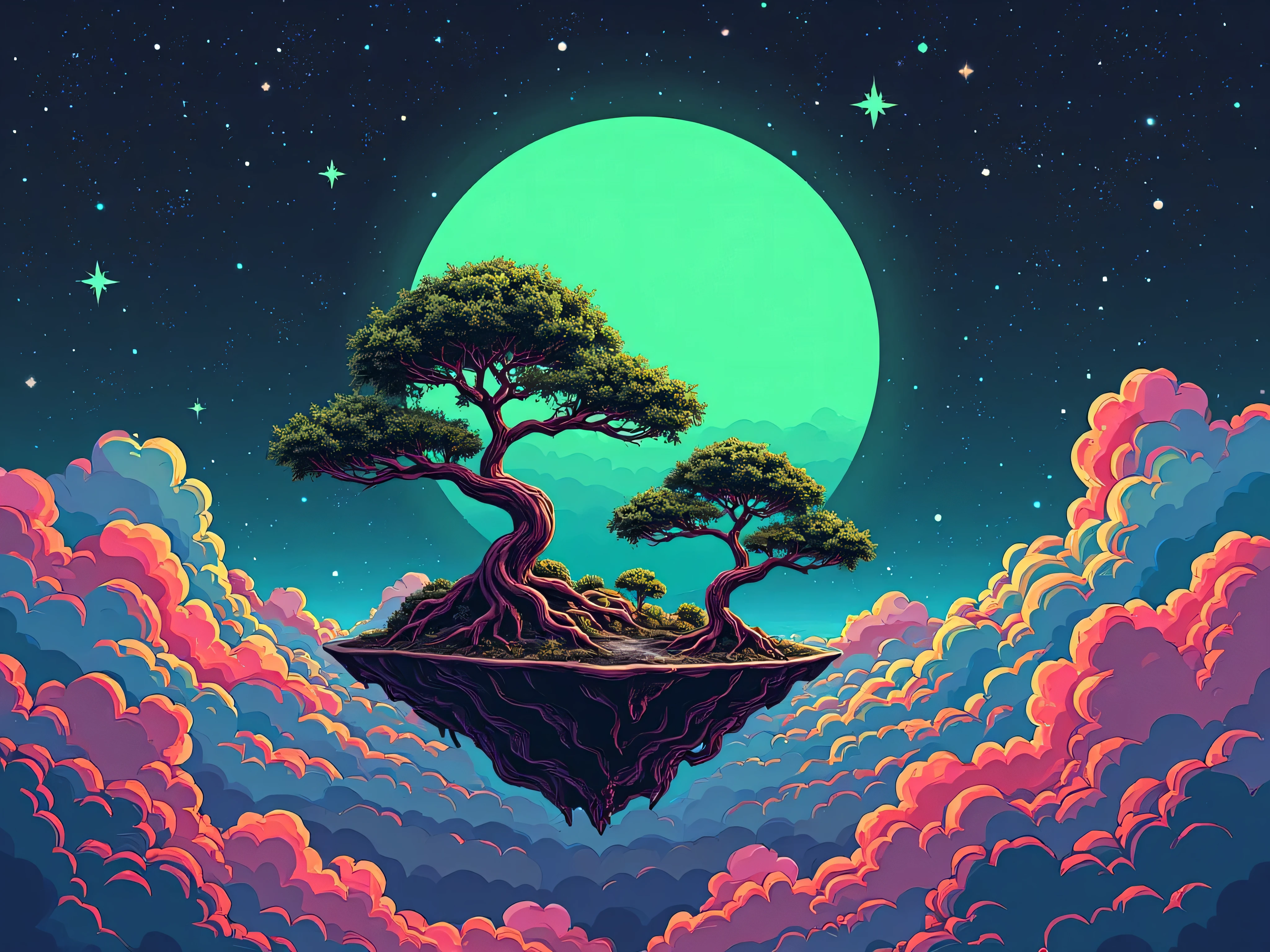 a blue bonsai and naturalist in a falling stars in the style of neon genesis anime style of futuristic, detailed, and expressive with a blend of surreal imagery fanart, action packed, <lora:add detail xl.safetensors:1.5>