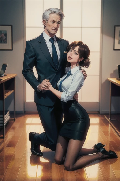 The photo shows a woman and an elementary school boy.、barber、A young and very beautiful woman、Wearing a white barber&#39;s uniform、Cutting a boy&#39;s hair、少年はbarberのイスに座る、A kind smile、Fine facial features、Beautiful Eyes、Long eyelashes、Highly detailed and realistic cinematic lighting、Glowing Skin、Delicate hands、Warm tones、Soft focus background、