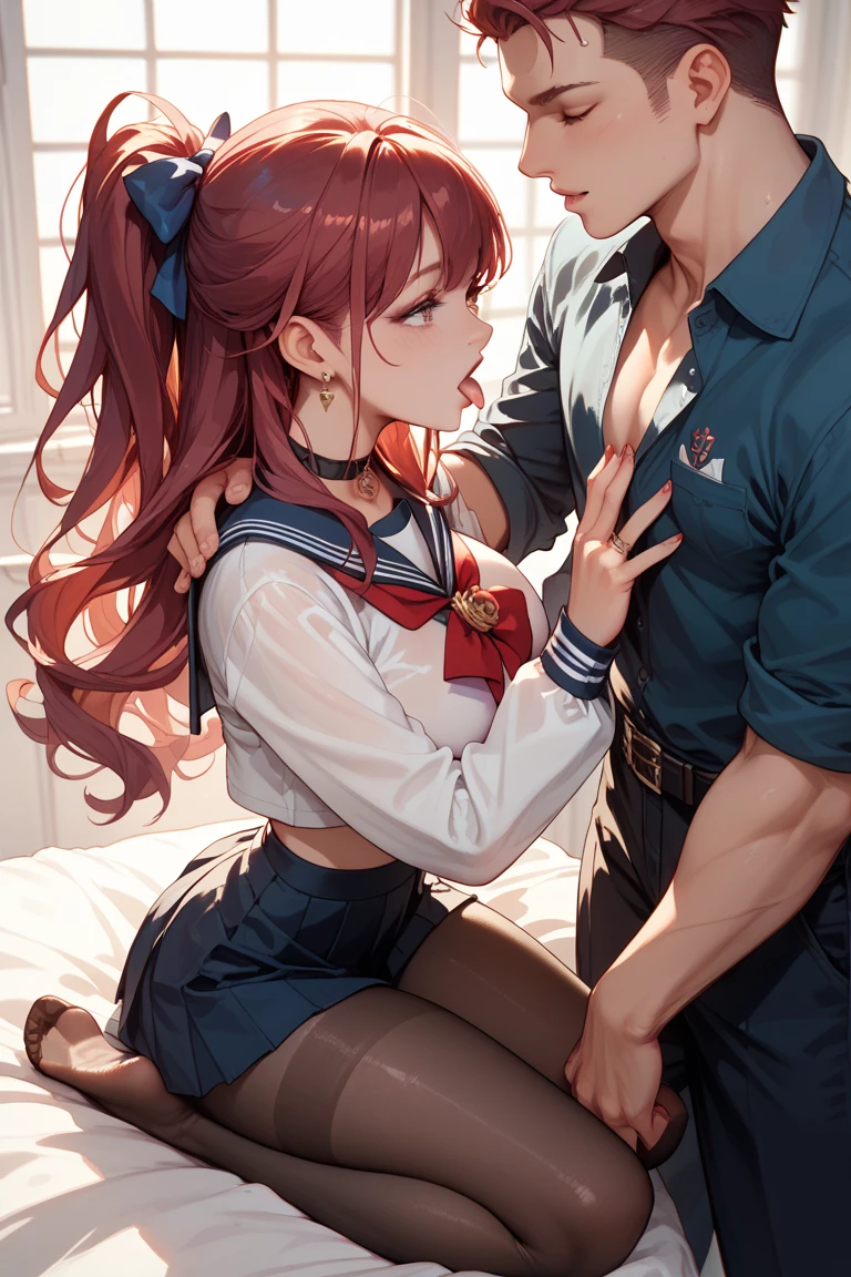 (1 boy, 1 girl), a teenage school girl in mixed bondage wrestling with a teenage boy, they are roughly the same age, the school girl is wearing a red pleaded careered skirt and a black pullover, the girl has a is a bit smaller than the boy, the girl has shoulder long hair, the boy is wearing casual clothes, teenage boy hogtied and struggling against the ropes, school girl applying more ropes to the teenage boys body, blushing boy dominated and controlled by the girl, the girl is smiling and laughing and tries to humiliate the teenage boy, the teenage boy is blushing and ashamed and is gritting his teeth, he desperately tries to break free but to no avail, the girl is sitting on top of the teenage boy to prevent him from moving and has ropes in her hands and uses them to tie up the arms of the teenage boy behind his back,the arms of the teenage boy are completely tied behind his back in lots of ropes, the teenage boy looks very embarrased and ashamed, the girl is saying „this must be embarrassing for you“ , huge struggle, many viewers watching, wrestling ring,intricate rope work, teenage boy blushing and ashamed, dramatic lighting, highly detailed, photorealistic, 8k, masterpiece, teenage school girl vs teenage school boy, femdom, power, control, beautiful teenage girl, detailed faces, teenage boy aggresively tied up by teenage girl, lots of rope, perfect eyes, detailed faces