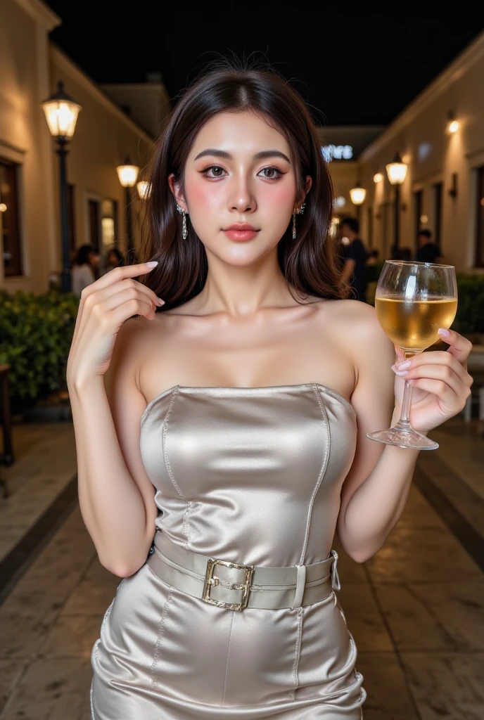 Elegant luxury bar counter、Beautuful Women、Transparent skin、Fine-grained skin、hiquality、pureerosface_v1:0.8、depth of fields、Photo Quality、smil