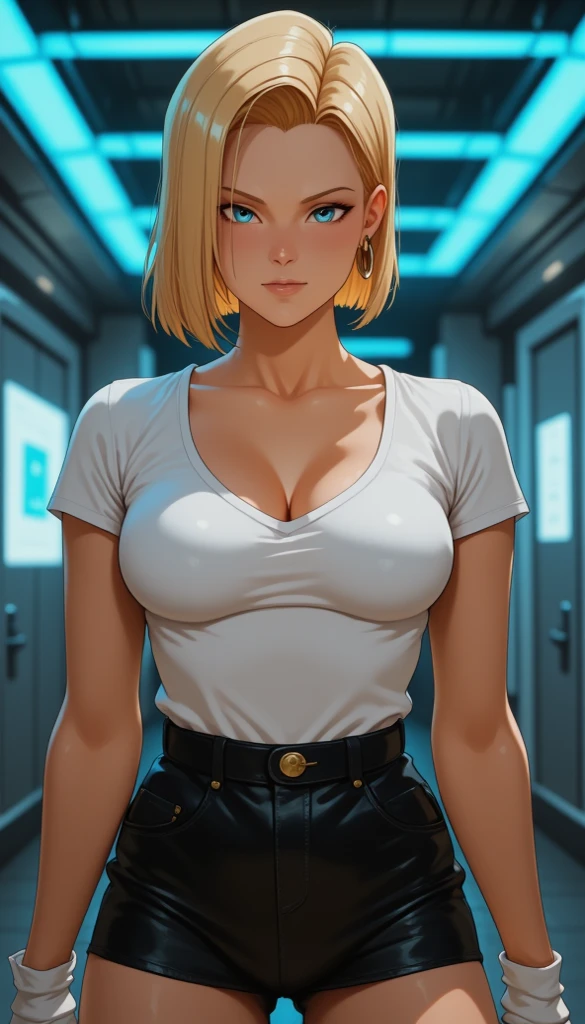 ((full body focus)),((full nude)),(1woman),blonde,(office hairstyle),front view,stand pose,expressionless,25 years old, beautiful woman,green eyes,small face,(looking at the viewer),slim figure,thin lips,small nose,small eyes,(Slanted Eyes),monolid,Narrow eyes,night time,(in los angeles street),(Standing upright posture),symmetry,