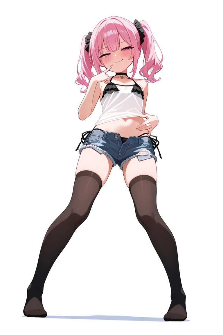 A girl,(Lovely:1.3),punk,(we say:1.2),[watercolor:0.7],White background,(whole body:1.3) micro bikini , mini skirt ,smile tongue
