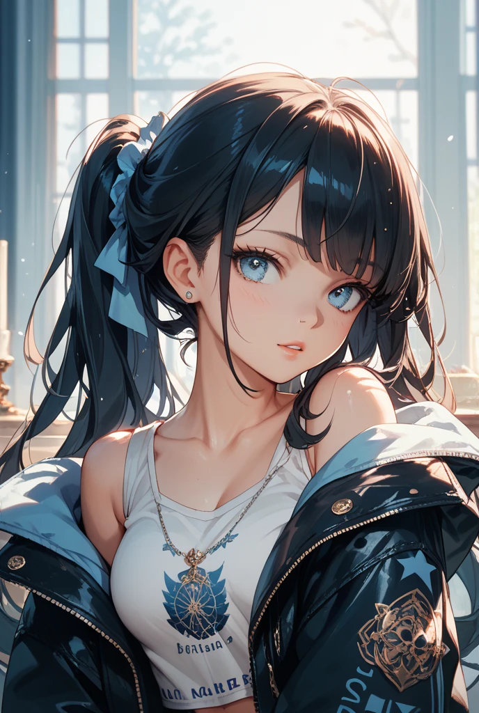  1 girl,Highest quality,((Highest quality)),((Tabletop)),((Perfect Face)),1 girl,smile,beauty,((Holographic)),Shooting stars flow,Fantastic,Cinematic,Like the cover of a movie