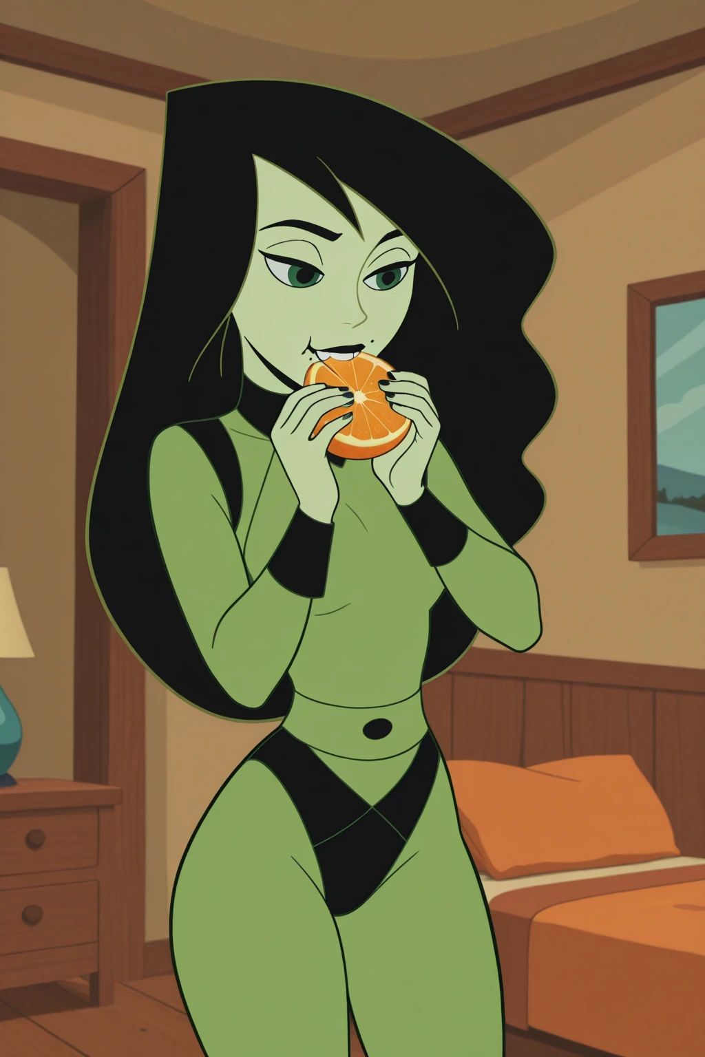 Sexy . . (perfect colors ).. (oily skin) . . Thick collar. Shego. . . . . . . Handcuffed. .. . . high heels. vibrators . cumming. Ballgag . Drool.