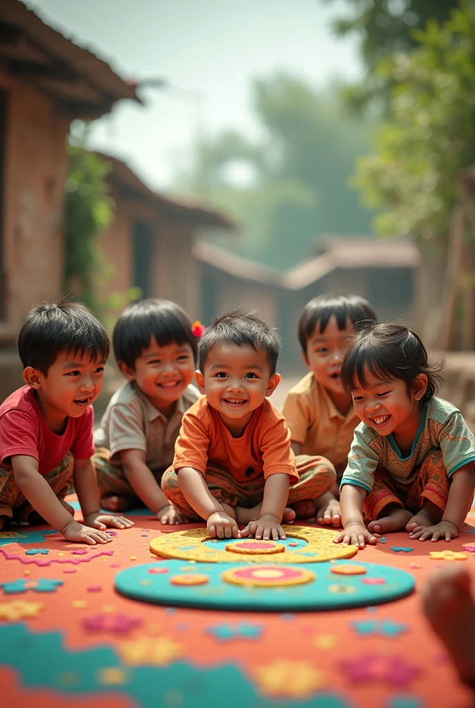 Children from Guatemala admiring a white chocolate bar as if it were a great treasure, horizontal photography