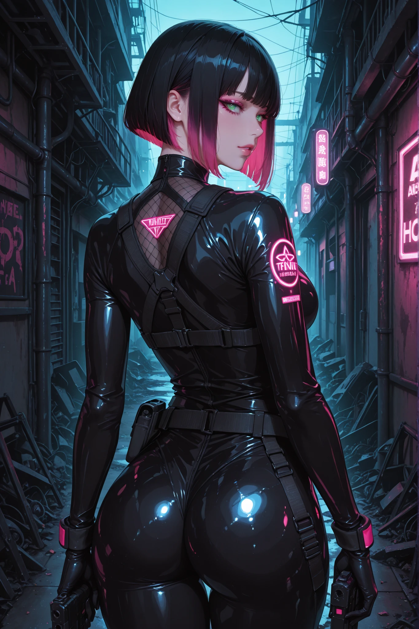 (masterpiece), best quality, expressive eymasterpiece, high-detail, sketch, dino crisis, [solo female], (aim pose, fight with raptor, holding mp5, holding weapons), black bodysuit, gray fabric layer under bodysuit, 30 year, bare shoulders, tactical fingerless glove, best quality, masterpiece, best quality, finely detail, beautiful detailed eyes, ultra detailed, extremely beautiful CG, super detailed skin, best quality, intricate, {{high quality}}, extra colors, 2D, megapixel, perfectionism, accent lighting, full HD, 4K, sukeban, sukeban deka, delinquent,) (1girl, full body, 1girl, solo female, mature female, full body, contrapposto, big boss metal gear, the boss metal gear, Escape from New York, akira, blade runner, die hard, metal gear solid v, snake plissken, rex power colt, Far Cry 3 Blood Dragon,) ( collarbone, red hair, red eyes, short hair, weird red hair, short red hair, evil smile, small_breasts, best quality, beautifully detailed face, ray tracing, DOF,HDR, smoking) (fingerless_gloves,  fully clothed, gloves, cigarette, jacket, eyepatch on one eyes, eyepatch on the left eyes, tactical gear, tactical uniform, camouflage bodysuit, sneaking_suit) gainax anime style, studio gainax art, studio gainax illustration,inspired by Masamune Shirow, studio gainax, by Masamune Shirow, beautiful charcter from evangelion (outdoors, (night:1.1), military base background, radio tower background, science fiction background, futuristque background , outdoor, akira city sky line background, official art, raining, rain, storm, science fiction military base background), perfect face, 