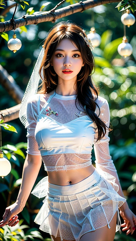 (Masterpiece, Top Quality, Top Quality, Official Art, Beautiful and Aesthetic: 1.2), Real Product, Raw, (Photorealistic: 1.2), Sharp Focus, (One Girl), Highly Detailed, (Fractal Art: 1.3), Colorful, most detailed, attractive, sexy, erotic, beautiful face, detailed face, perfect proportions, big, toned waist, navel, crotch gap, thighs, dynamic pose, dynamic angle,