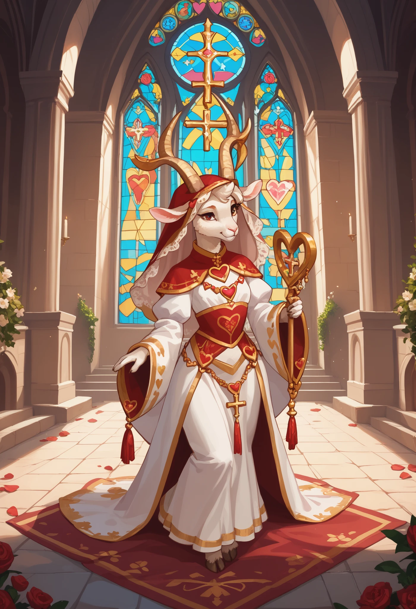 At church , cartoon furry female goat , erotica , My heart is beating fast , Monastic clothes
