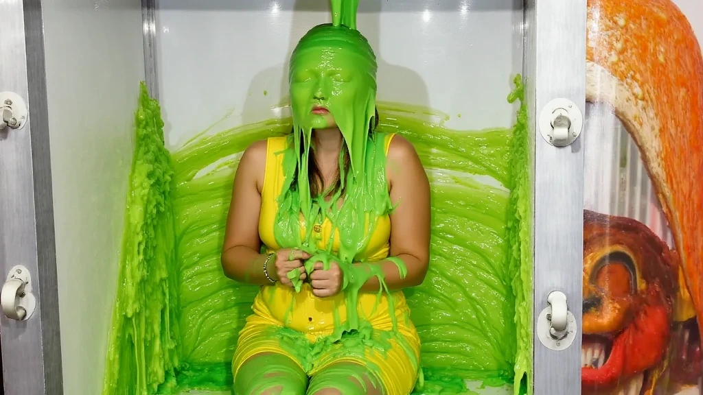 (surreal), (illustration), (high resolution), (8K), (very detailed), (best illustration), (smart short black hair), (beautiful and detailed black eyes), (best quality), (super detailed), (masterpiece), (wallpaper), (detailed face), solo, (dynamic pose), 1 female, (Japanese girl), open legs, transparent sludge, green sludge, glowing skin, Firm elastic medium breasts, Round plump elastic buttocks, sheer, moaning, enjoyment, looking at the audience, (no bra), show off, green sludge on hair and skin, Shocked Asian woman covered in green sludge, green sludge dripping, greenish liquid, green slime, green sludge everywhere, character is covered in liquid, sludge, dripping goo, oozing wet and slimy, beautiful green liquid, expressing humiliation, Asian woman covered in slime!!, green slime pouring down from above, falling green oatmeal splash, green colored skin!!, green slime everywhere, wet and slimy, dripping goo, green colored skin, slimy and hot, green slime, thick oatmeal, splashing goo, oozing slime, beautiful green liquid