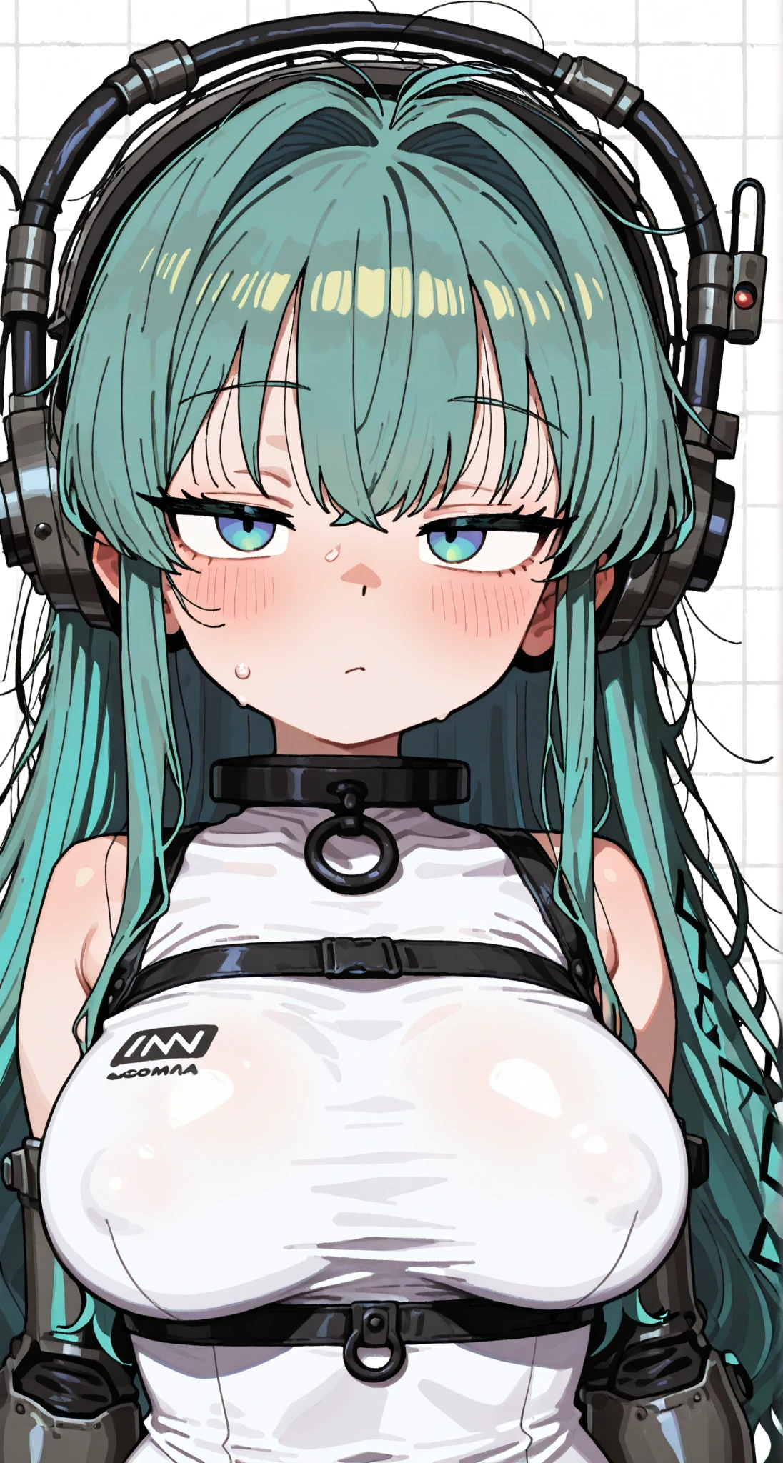 <lora:gyokai:0.5>, masterpiece, best quality, marina, splatoon, octoling girl, 1girl, (cyberpunk city background), neon lights, (raining), wet, water, sad, nsfw, huge breasts, pussy, open clothes, ((oversized green sweater)), purple design on sweater, long hair, tentacle hair <lora:splatoonall2-000008:1>, ((animated)), deformed, chibi,