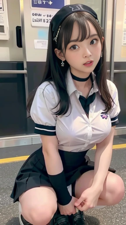 Cute Girls、high school girl、mini skirt、See-through、pantyhose、sit