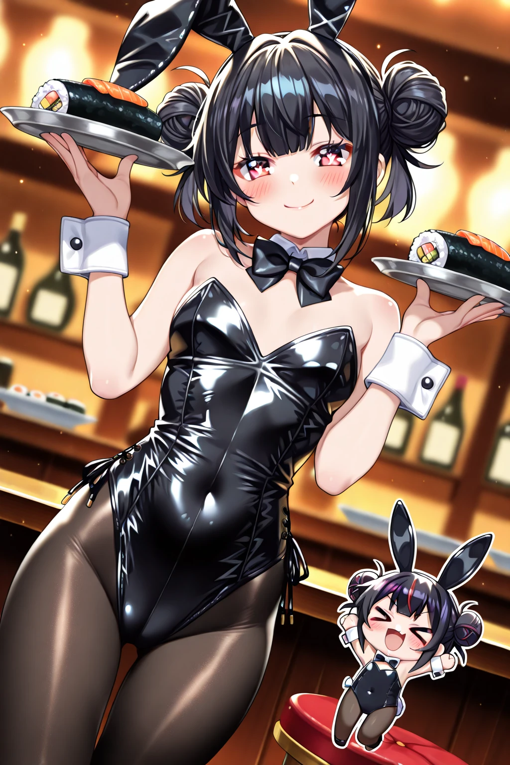 (Perfect body),Best Quality,16 K、((((adult woman))))、(bunnygirl)、Rabbit ears、(white leotard)、One eye is closed、(((blush)))、:D、I have my mouth wide open、Tsuriformes、(short-hair)、(((Forehead)))、(Brown eyes),((Brown hair)),(Sweat)、((Big ass))、((flat chest))、(((thick thighs)))、Armpits、spreading legs、dynamicposes、