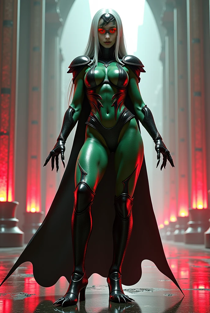 full body photo, 1 Woman/Zombie/Skeleton transformed into a humanoid mutant alien, immensely large breasts, futuristic shoe, expressively evil look, all black futuristic alien outfit with gold details, with scales on the chest, short green hair, blue eyes, makeup light on the face, exhibitionist, scenery of the city being attacked by alien ships exploding the buildings with heavy rain, her body and hair soaked in water, Futurism, anime,16k, UHD, masterpiece, ccurate, anatomically, super detail, award winning, highres