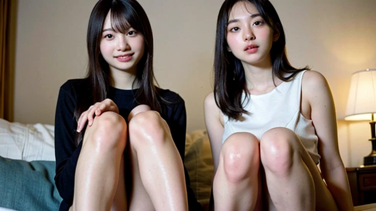 2perfect anatomy, masterpiece, best quality, extremely detailed, (high resolution:1.3), RAW photo, 8k,BREAK nsfw, 3 Japanese girls, gigantic brest, (slave red collar), late teens, very cute face, (complete nude:1.2), sitting on the flooring, inside of house entrance, (perfect m legs, perfect knees up, perfect spread legs:1.2), stick out pussy to viewer, very lovingly gaze, (blush:1.1), wistful, (open mouth sexy, breathless:1.0), front view, straight view,