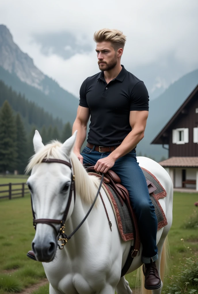 A young man in a white shirt and a medieval leather vest, smiling, walks along a cliff. In one hand he holds a travel bag and in the other a traveler's stick. Behind him are summer fields, a road and an ornamental sun. Colors are gold, brown, green, red, white.
(top quality, masterpiece), handsome boy, photo of a handsome man, a boy, perfect and beautiful legs, highly detailed face, detailed lips, fine eyes, double eyelids (sexual arousal: 1.5)), male shots swaying upwards (blonde hair with brown eyes of a guy immediately curly with legs spread), hairy pectoral legs wide open (shirt open: 1.3), thighs (focus on large erect penis: 1.2),
