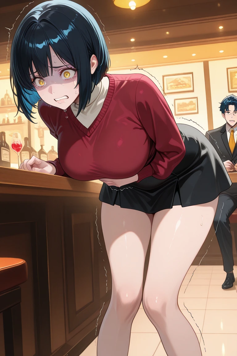 Young girl with black hair, long twintail, twintail hairstyle, (blue eyes), ((small bushy eyebrows)), ( she pulling down her underwear), wearing lolita dress, lolicon , walking to school, flirty smile , suddenly having sex in public, ((doggy style sex)), ((public sex in a restaurant)) naked ass in the male crotch, ), perfect anatomy,(young boy fucking her)