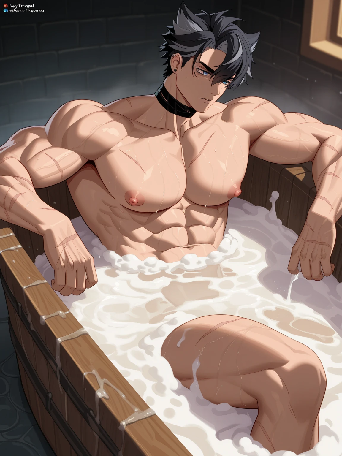 (((Night 3.6、暗いOpen-air bath:1.3)))、((NSFW:1.3 Bath time sex with a short-haired muscular man, straddling his lap:2.4))), (((tears:1.3. Climax:1.3. Scream:1.9,Top quality masterpiece high resolution perfect human body:1.3))), (((In clear water:1.6. Face-to-face sex:1.9 Legs spread wide:1.3、))), (((Open-air bath:1.3. Night:1.3)))、(((Brown Hair:1.3. Wavy Hair:1.3. Bob Cut Hair:1.6. Round Eyes Beauty:1.3. Shapely breasts, brown eyes, side-swept bangs, nude:1.3. My cheeks are red:1.3 Sweat:1.3))):1.9、(((Sweat:1.3、Vaginal ejaculation:1.9 Naked:1.9、NSFW:1.9 I'm about to cum:1.9、Lean back:1.9. High Humidity:1.6 1 female:1.3. Being held by the waist:1.6. A penis is inserted into the vagina:1.9,Intense sex:1.9,Open your eyes wide:1.6,Open your mouth wide:1.9,Taking a bath in a hot spring:1.9,Sweat:1.9. Breath:1.3. Wrinkles on the brow:1.3))),, (((It feels good and cums:1.3 Screaming with eyes closed:1.3 Cute:1.3)))