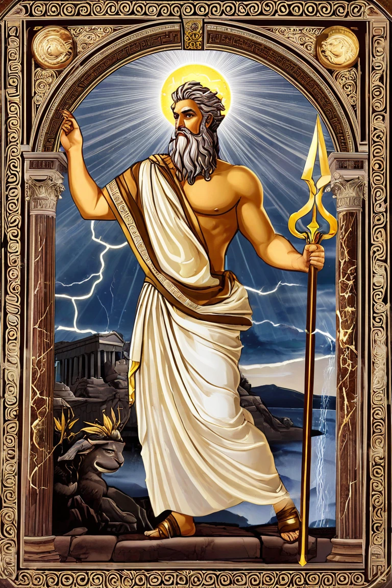 An image of the Roman god Jupiter, God of Jupiter posing, The Roman god Jupiter, cetro, aquila, lightning.