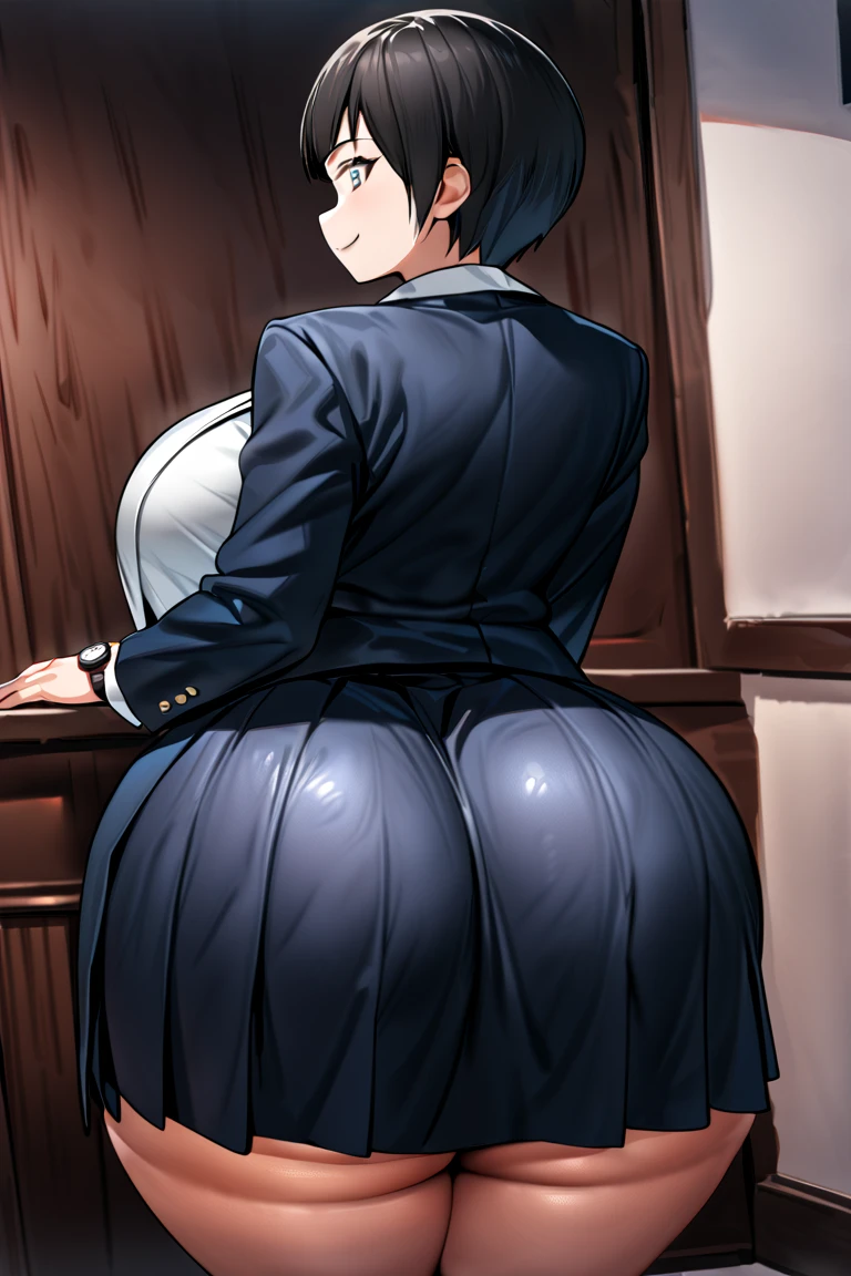 Surreal super detailed (Aunt Joan (secret class)), Very detailed, facial expression, facial expression details: 1.4): 0.4], 16k resolution, 4k resolution, dynamic lighting, high definition resolution, (posture, attractive location), (backlight: 1.2), (dark lit: 1),(contrast background: 1.5),  (clean skin), (light movie: 1.7), (Respondents), (TechnologyNVIDIA RTX Ray Tracing), (Anatomy (huge saggy breasts:1.2), (color film),Create 4K resolution, Surreal, and extremely detailed artwork. (Aunt Joan (secret class)) CEO in provocative style corporate office environment. (Aunt Joan (secret class))  central figure in artwork, lewd demeanor and bold appearance. She  sitting at her executive desk in a modern office，Large windows offer city views.  Bbw, plump, nsfw, mostly nude, pubic hair, huge ass, nsfw

(Aunt Joan (secret class)) condescending. She has a provocative yet professional silhouette, Wear a well-tailored business suit，subtly emphasizing her figure，and saw the huge. Black underwear can be seen. Her makeup  bold, With eye-catching red lips and eye-catching eyes.

(Aunt Joan (secret class))  dress provocatively,  a bold fashion statement. Her suit  exquisitely tailored, A slightly low-cut blazer added strength to her outfit. Pencil skirt highlights elegance，High heels show authority. Her jewelry  exquisite, Add a touch of glamor to her overall look.