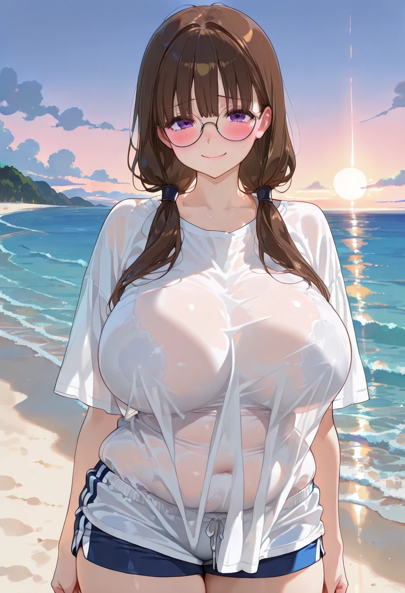 (8K, masterpiece, expensive, Ultra-fine illustrations, 空whiteの背景:1.5), Perfect Anatomy, Single Shot, (1 person), (whole body, From the side:2), (Close ~ eyes, short hair), (white, Tiny Bikini, Top heavy, bursting breasts, Huge breasts:1.7), (Black areola, Nipples are visible:1.2), Charm, Sweat seeps, ( Cum on face)