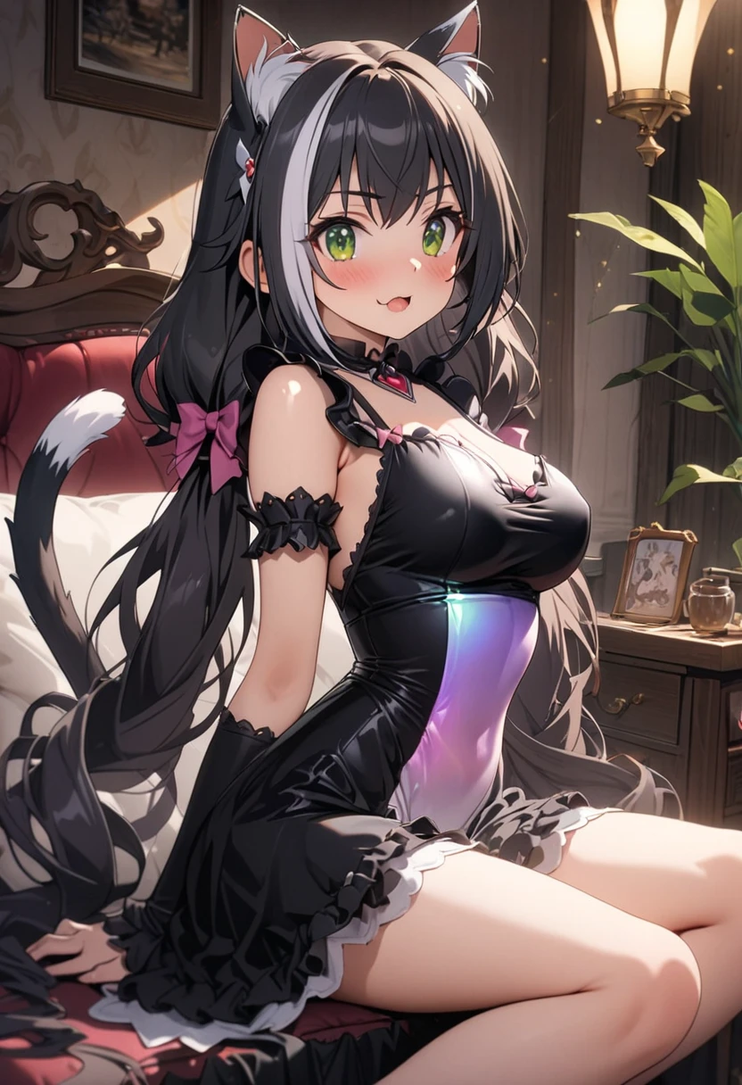 cute face Angle from directly below big breasts pose of temptation、laughter charm Rear angle choker Cute Dresses vampire princess room bed little bat flying in the middle of the night Pose with your butt sticking out Boob appeal