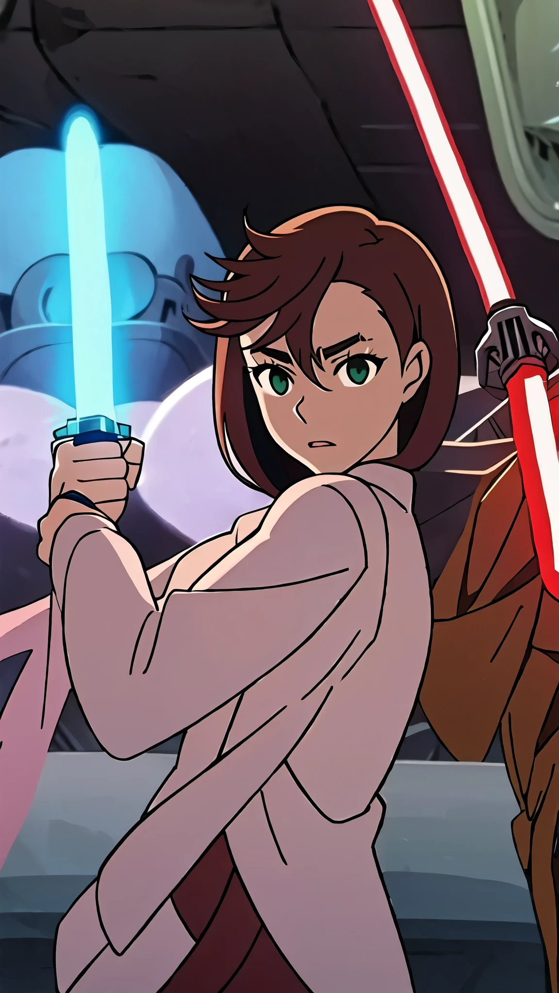 galaxy of adventure,goa,swgoa Momo Ayase with a lightsaber