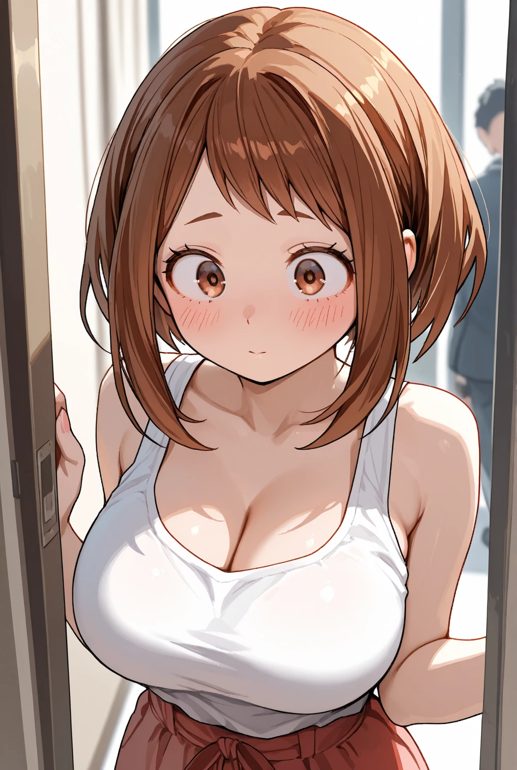 (masterpiece, high quality,:1.4), break,
The very best, French Polynesia,Brown-skinned girl、(freckles)、(Huge breasts:1.5)、The whole body is visible、White camisole dress