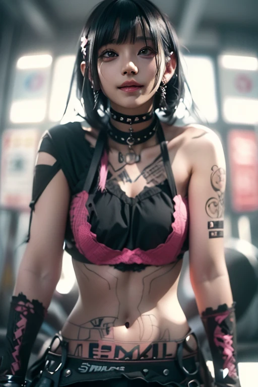 best quality, intricate details, chromatic aberration, <lora:epiNoiseoffset_v2:1>
1girl, long hair, black hair, messy hair, red highlights, hair over one eye, red eyes, sharp eyes,
choker, neon shirt, torn legwear, open jacket,
against wall, brick wall, graffiti, (glowing graffiti:1.2), (glowing tattoos1.1), glow, neon lights,
(blacklight:1.4), <lora:Blacklight_v1:1.3> <lora:sciamano240StyleLora_1:0.4>
