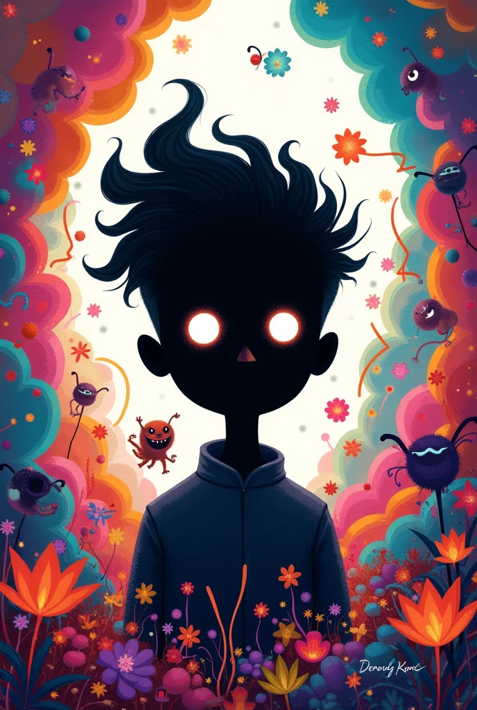 score_9, score_8_up, score_7_up, score_6_up, score_5_up, score_4_up, f3nn3r, 1boy, back to viewer, golden ratio, silhouette, looking at viewer, crazy smile, curled fingers, colourful, pink, blue, black, red, trippy
