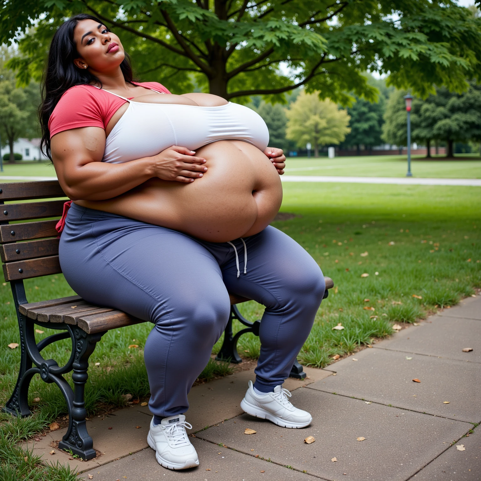 there is a woman sitting on the grass with a frisbee, she has a jiggly fat round belly, low quality photo, 3 0 years old woman, 30 years old woman, lorena avarez, profile photo, alanis guillen, very very low quality picture, photo taken in 2 0 2 0, leaked photo, large thighs, profile pic, Big, huge , no clothes, sexy, cute, no clothes, thick, bbw, chubby stomach, thick nipples, nipple piercings, large areola, hard nipples, piercing through shirt, busty, major cleavage, naked, ripping through top, spilling over sides, bra too tight, extra wide hips, fat bbw, showing off huge belly, fat stomach, fat bbw, big tummy, bare stomach, uncovered stomach, play with stomach, belly muffin top, belly hanging out of clothes, belly out, muffin top spilling over, no clothes, naked, big fat belly, belly fat spilling out, no clothes, NSFW, naked, thick ass, short, huge belly, short